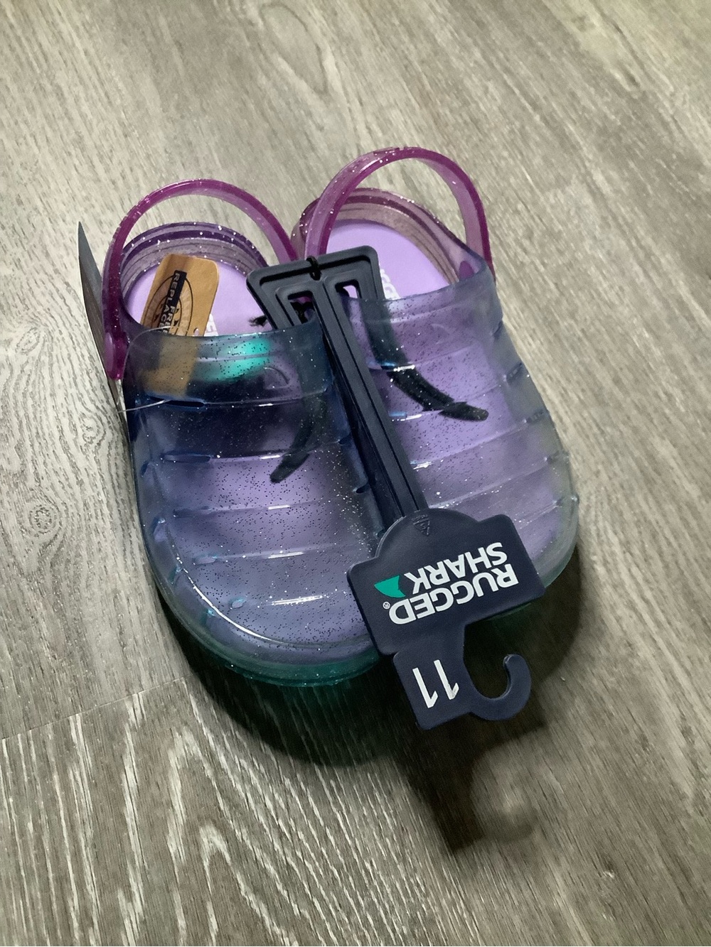 Rugged Shark Kids' Purple Glitter Jelly Water Shoes